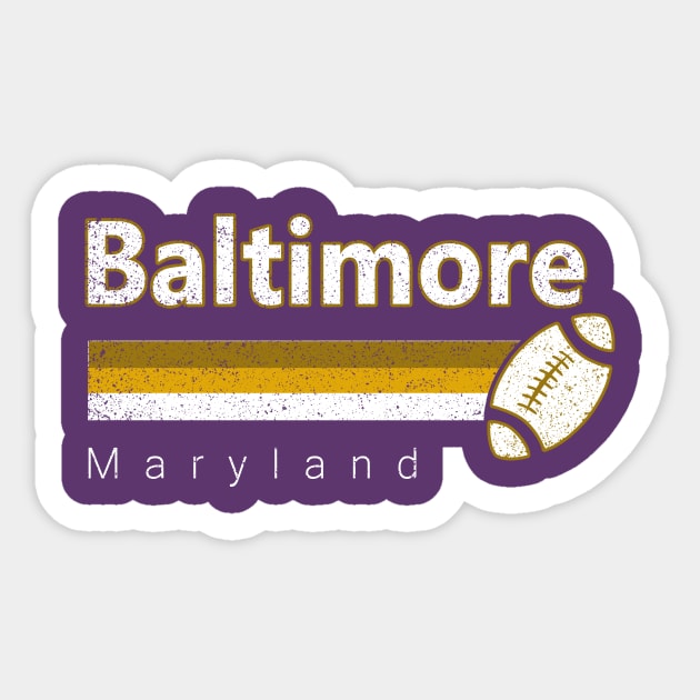 Baltimore Vintage Football Retro Maryland At Sunday Gameday Sticker by cytoplastmaximume